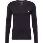 Reduzierte Schwarze Langärmelige Guess V-Ausschnitt T-Shirts aus Baumwolle maschinenwaschbar für Herren Größe XL 