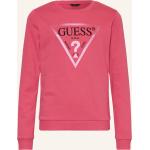 Pinke Langärmelige Guess Damensweatshirts Metallic aus Baumwolle 