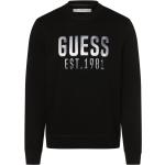 Schwarze Unifarbene Streetwear Guess Rundhals-Ausschnitt Herrensweatshirts Metallic Größe L 