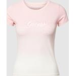 Reduzierte Rosa Guess Rundhals-Ausschnitt T-Shirts aus Baumwollmischung für Damen Größe L 