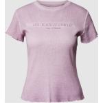 Reduzierte Fliederfarbene Guess U-Boot-Ausschnitt T-Shirts aus Baumwolle für Damen Größe S 
