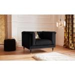 Schwarze Gesteppte Guido Maria Kretschmer Home & living Bio Nachhaltige Lounge Sessel aus Leder Breite 100-150cm, Höhe 50-100cm, Tiefe 50-100cm 