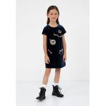 Reduzierte Dunkelblaue Motiv Elegante Kurzärmelige Midi Kinderkleider mit Ärmeln aus Polyester für Mädchen Größe 122 