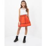 Orange Unifarbene Casual Gulliver Mini Kindersommerröcke mit Reißverschluss aus Baumwolle für Mädchen Größe 134 für den für den Sommer 
