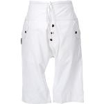 GURU SHOP 3/4 Yogahose, Unisex Goa Hose, Bequeme Yoga-Shorts, Weiß, Baumwolle, Size:L (48)