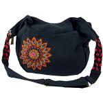 Reduzierte Schwarze Ethno Guru-Shop Goa Damenschultertaschen & Damenshoulderbags mit Reißverschluss aus Stoff mit Innentaschen klein 