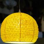 Reduzierte Gelbe Boho Guru-Shop Runde Runde Lampenschirme mit Blumenmotiv aus Papier 