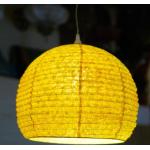 Guru-Shop Halbrunder Lokta Papierlampenschirm, Boho Hängelampe Ø 40 cm - Gelb, Lokta-Papier, Asiatische Lampenschirme aus Papier & Stoff