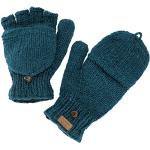 GURU SHOP Handschuhe, Handgestrickte Klapphandschuhe, Wollhandschuhe Uni, Herren/Damen, Petrol, Wolle, Size:One Size