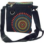Schwarze Hippie Guru-Shop Damenschultertaschen & Damenshoulderbags mit Reißverschluss klein 