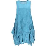 Reduzierte Hellblaue Guru-Shop Midi Stufenkleider aus Baumwolle für Damen Größe L für den für den Sommer 