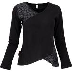 Schwarze Langärmelige Guru-Shop Basic-Shirts Handwäsche für Damen Größe XL 