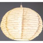 Guru-Shop Runder Lokta Papierlampenschirm, Boho Hängelampe Ø 30 cm - Natur/weiß, Lokta-Papier, Asiatische Lampenschirme aus Papier & Stoff