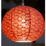 Guru-Shop Runder Lokta Papierlampenschirm, Boho Hängelampe Ø 30 cm - Rot, Lokta-Papier, Asiatische Lampenschirme aus Papier & Stoff