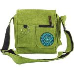 Grüne Bestickte Hippie Guru-Shop Herrenschultertaschen & Herrenshoulderbags mit Reißverschluss klein 