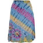 Reduzierte Hellblaue Batik Hippie Guru-Shop Midi Sommerröcke Handwäsche für Damen Größe S für den für den Sommer 