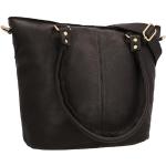 Schwarze Vintage Lederhandtaschen aus Glattleder für Damen 