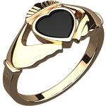 Schwarze Claddagh Ringe vergoldet aus Silber für Damen 
