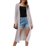 Graue Unifarbene Casual V-Ausschnitt Damencardigans durchsichtig aus Chiffon Größe M für den für den Sommer 