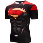 Rote Sportliche Superman T-Shirts aus Elastan für Herren Größe XL 