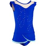 Ärmelloser Gymnastikanzug Turnanzug RSG Mädchen mit Röckchen Strass - blau