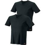 Schwarze Kurzärmelige H.I.S V-Ausschnitt Kurzarm-Unterhemden aus Baumwolle für Herren Größe XXL 2-teilig 