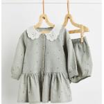 Graue Langärmelige H&M Kinderkleider mit Höschen aus Baumwolle Größe 80 