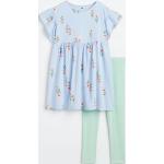 Blaue H&M Rundhals-Ausschnitt Kinderkleider mit Leggings Größe 110 