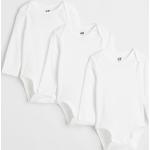 Weiße Langärmelige H&M Kinderlangarmbodys Größe 104 3-teilig 
