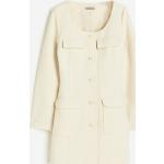 Weiße Langärmelige H&M Rundhals-Ausschnitt Taillierte Kleider aus Bouclé für Damen Größe M für den für den Winter 