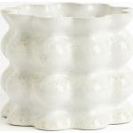 Weiße 15 cm H&M Runde Pflanzkübel & Blumentöpfe 15 cm glänzend aus Steingut 