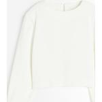 Weiße Langärmelige H&M Rundhals-Ausschnitt Langarmblusen mit Schulterpolstern mit Knopf für Damen Größe XL für den für den Winter 