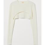Weiße Langärmelige H&M Rundhals-Ausschnitt Shirt-Boleros für Damen Größe XS - versandkostenfrei 