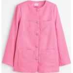 Pinke H&M Rundhals-Ausschnitt Boucle-Jacken mit Schulterpolstern aus Bouclé für Damen Größe M für den für den Winter 