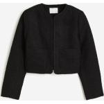 Schwarze H&M Mini Rundhals-Ausschnitt Kurzjacken & Cropped-Jackets mit Schulterpolstern aus Bouclé für Damen Größe XXL für den für den Winter 