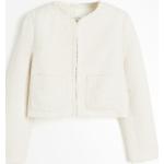 Weiße H&M Mini Rundhals-Ausschnitt Kurzjacken & Cropped-Jackets mit Schulterpolstern aus Bouclé für Damen Größe L für den für den Winter 