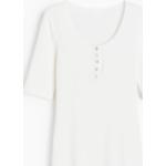 Weiße Kurzärmelige H&M Henleykragen Henley-Shirts enganliegend für Damen Größe XS 