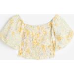 Gelbe H&M Schulterfreie Off Shoulder Shirts & Schulterfreie Shirts Gesmokte aus Gummi für Damen Größe L 