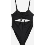 Schwarze H&M V-Ausschnitt Badeanzüge mit hohem Beinausschnitt mit Cutwork für Damen Größe XXL für den für den Winter 
