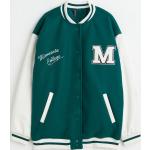 Grüne H&M Stehkragen College-Jacken & Baseball-Jacken aus Kunstleder gepolstert für Damen Größe 3 XL für den für den Herbst 