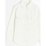 Weiße Langärmelige H&M Jeansblusen mit Knopf für Damen Größe M 