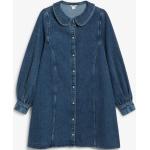 Blaue Langärmelige H&M Bio Midi Midikleider & knielange Kleider aus Denim für Damen Größe XXL 