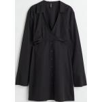Schwarze Langärmelige H&M Mini V-Ausschnitt Minikleider & kurze Kleider mit Cutwork für Damen Größe XS 