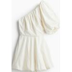 Weiße H&M Mini One Shoulder Minikleider & kurze Kleider mit Puffärmeln aus Jersey für Damen Größe M 