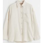 Beige Oversize Langärmelige H&M Shirts mit Tasche aus Viskose für Damen Größe M 