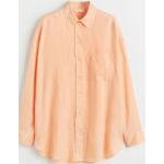 Orange Oversize H&M Shirts mit Tasche aus Leinen für Damen Größe M 