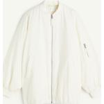Weiße Oversize H&M Pilotenjacken mit Reißverschluss aus Viskose gepolstert für Damen Größe XS für den für den Winter 