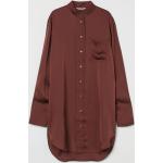 Braune Oversize H&M Stehkragen Shirts mit Tasche aus Satin für Damen Größe S 