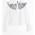 Weiße Langärmelige H&M Festliche Blusen aus Popeline für Damen Größe XS 