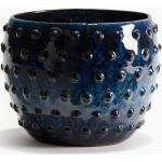 Blaue 15 cm H&M Runde Pflanzkübel & Blumentöpfe 15 cm strukturiert aus Terrakotta 